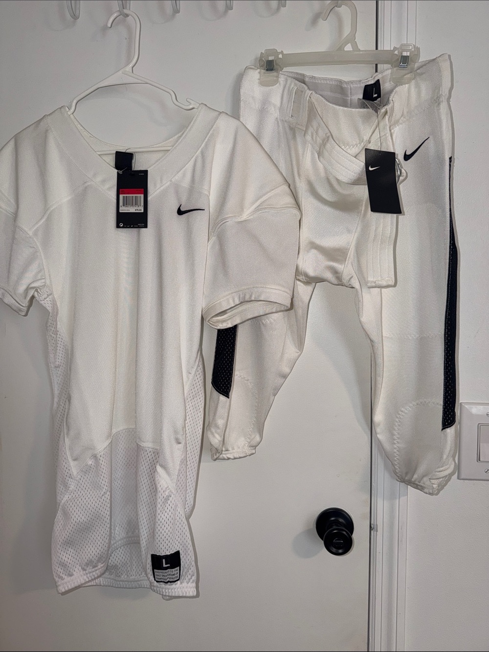 Nike White Baseball Jersey and Pants with Black Accents
